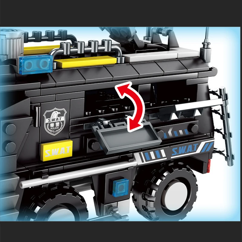 

Swat Police Armored Vehicle Building Blocks City Truck Motorbike Car Bricks Educational Truck Blocks Toys For Children 705pcs