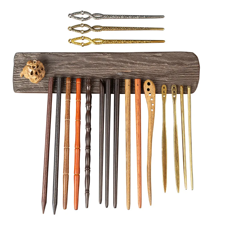 

1PCS Women's Simple Ebony Hairpin DIY Antique Hairpin Hairpin Solid Wood Bare Hairpin Accessories S78
