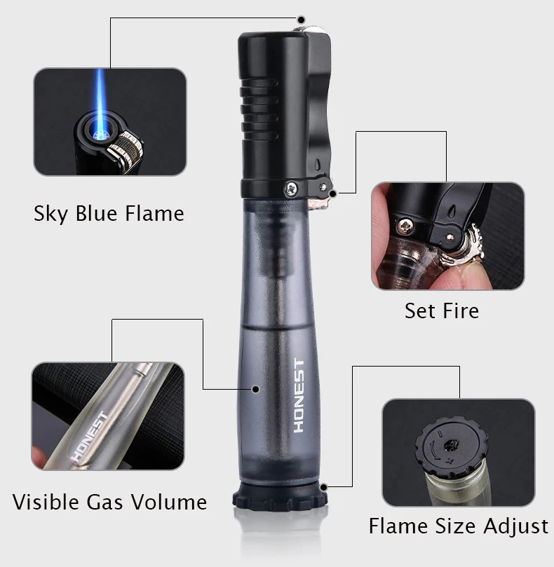 Honest gas надувная зажигалка с синим струйным пламенем ветрозащитная Зажигалка для