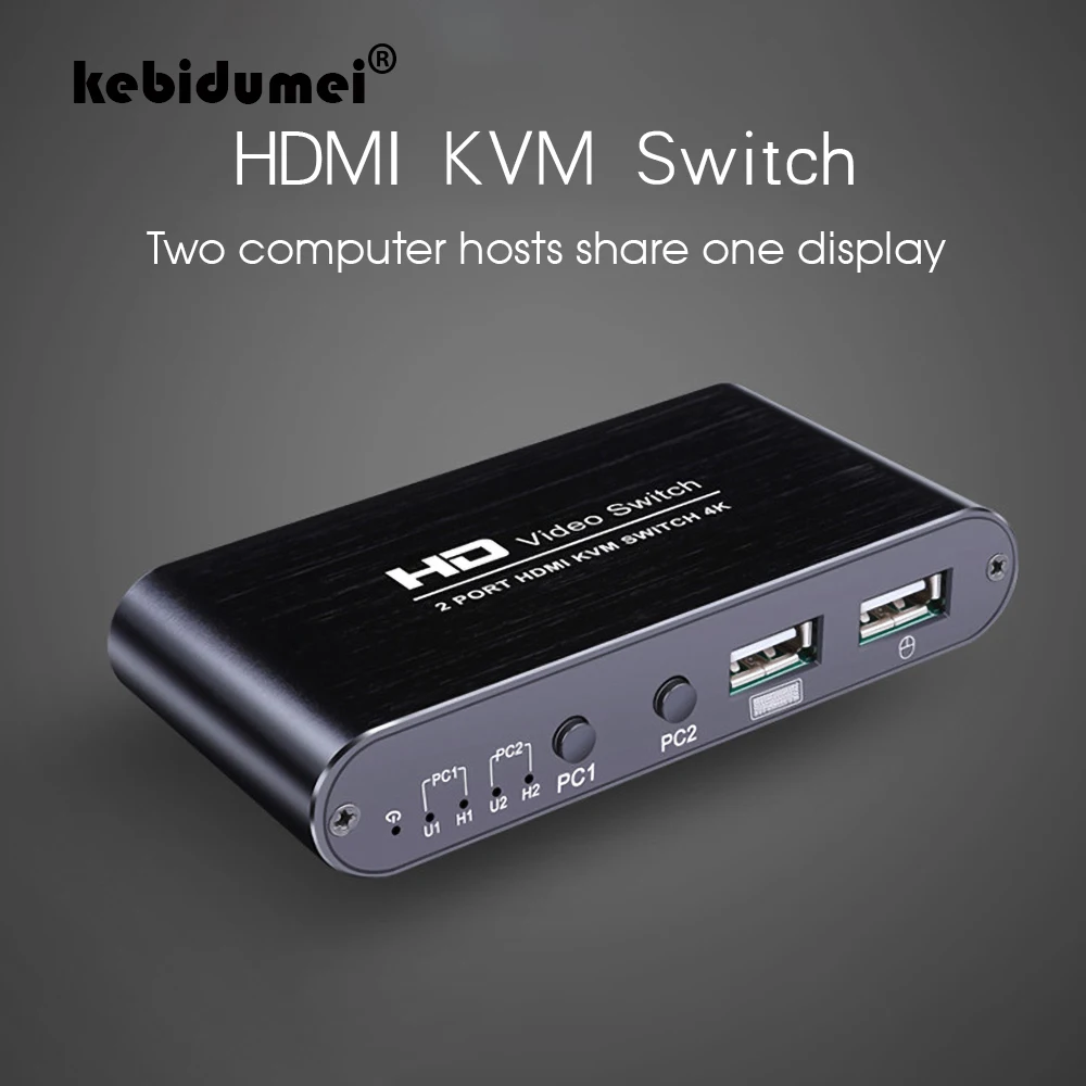 

4K x 2K 2 Порты и разъёмы со сверхвысоким разрешением Ultra HD, видеокоммутатор USB совместимому с HDMI сплиттер квм для двойной Экран дисплея клавиат...