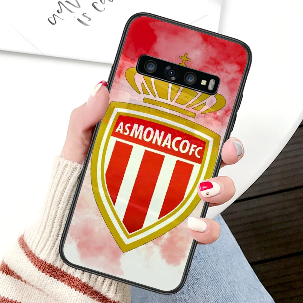 

As Monaco Soccer logo Phone Case For Samsung Galaxy Note S 8 9 10 20 Plus E Lite Uitra black Back Trend Cell Fashion Funda Soft