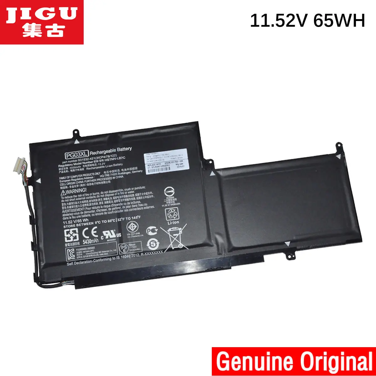 JIGU 11 52 V 65WH оригинальный планшетный аккумулятор HSTNN LB7C PG03XL TPN Q168 для HP Spectre X360 15