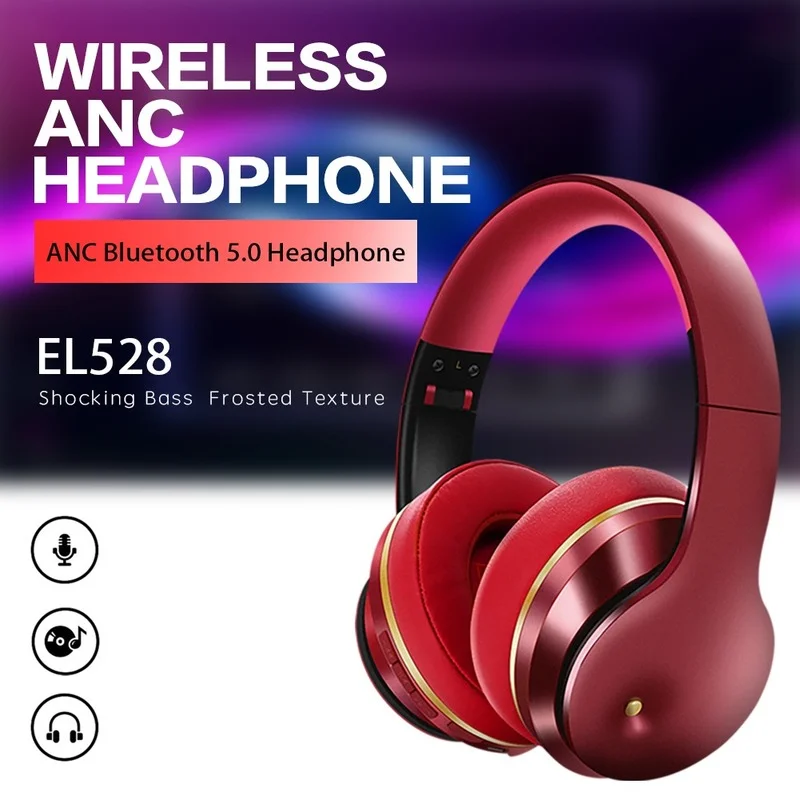

Bluetooth Headset 5.0 Wireless Headphones HiFI Stereo Foldable with Microphone ANC Active Noise Cancelling Super Bass Headset