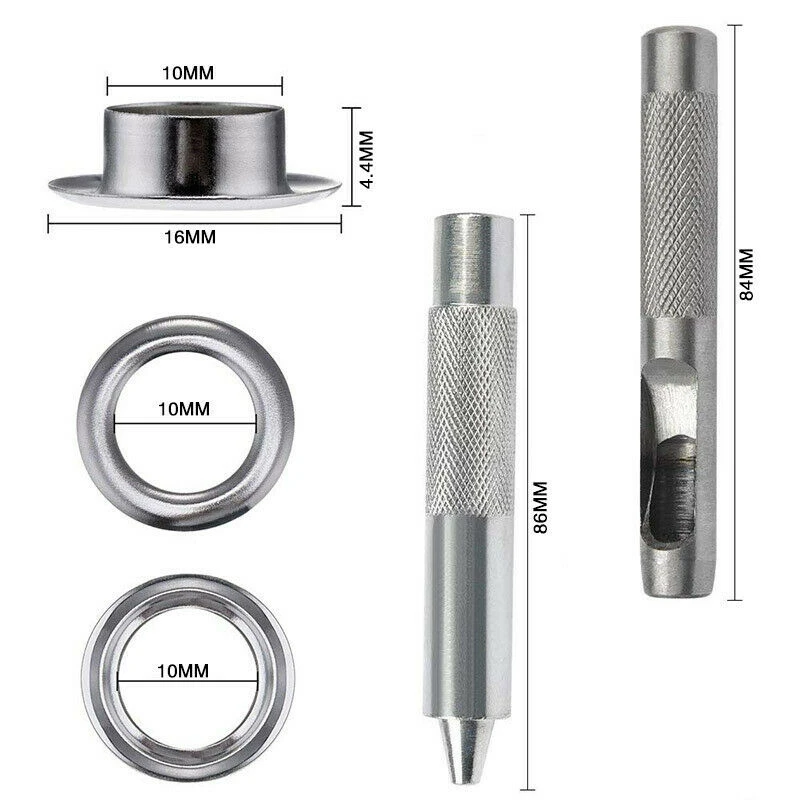 100 наборов оцинкованное медное ушко втулка DIY Люверсы с шайбой 10-16 мм Диаметр