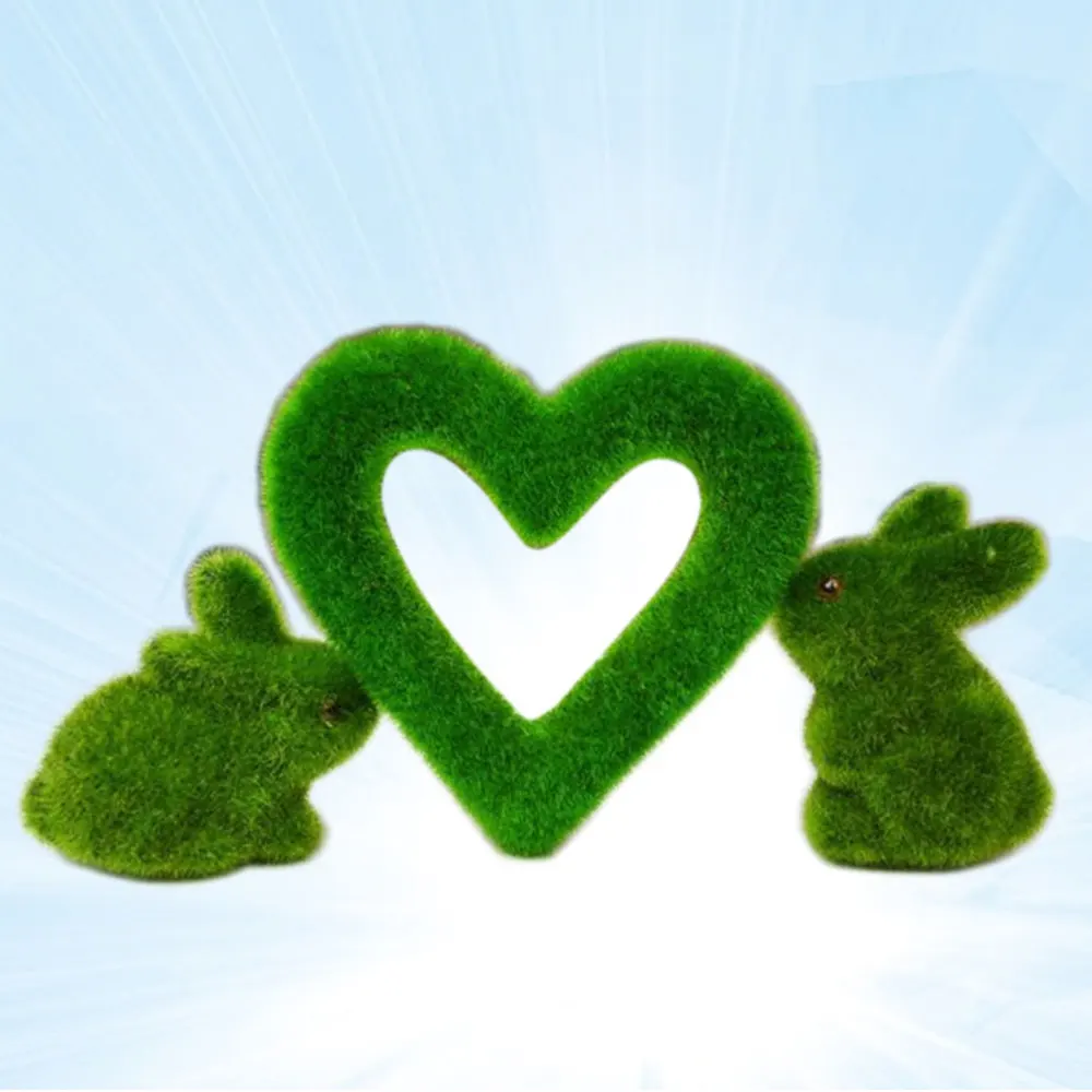 

1pc Simulation Rabbit Imitation Moss Rabbit Hair Planting Imitation Rabbit for Home Decoration (Green)