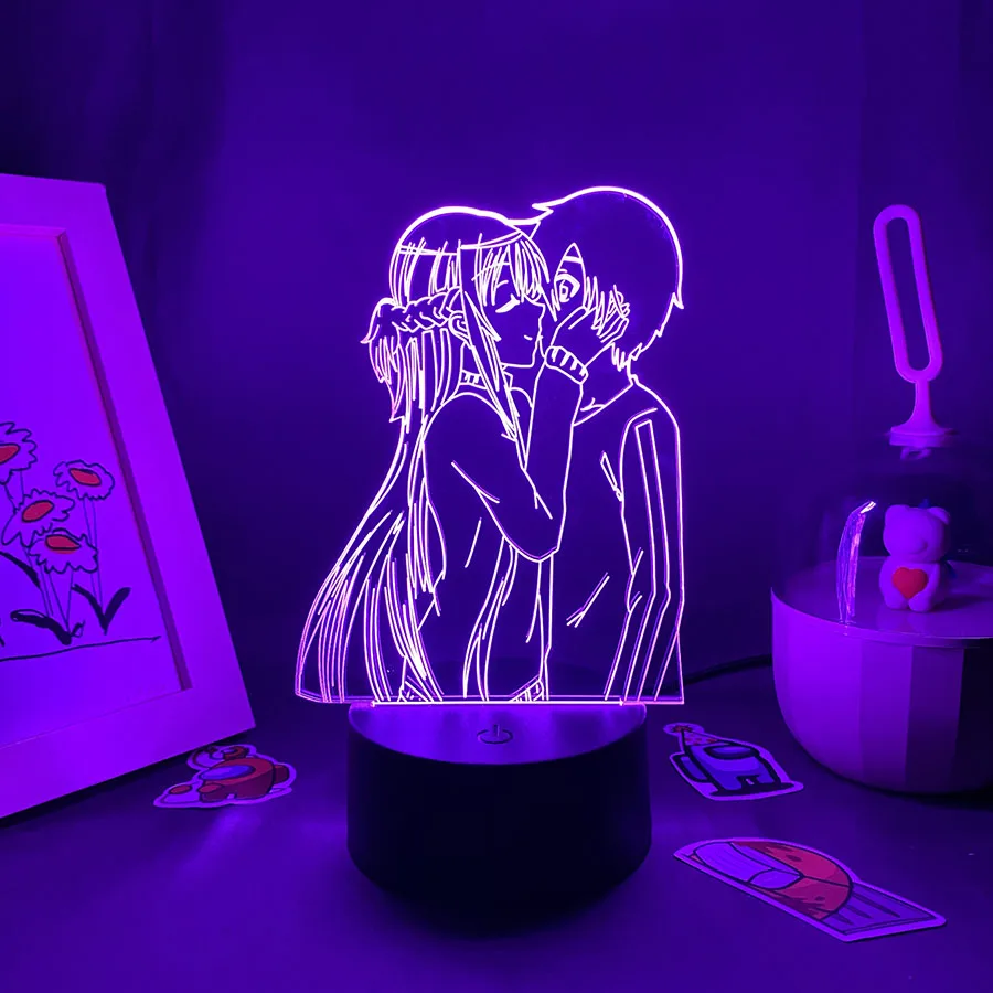 

3D Led Anime Sword Art Online Figure Asuna Night Light Xmas Gift For Friend Lava Lamp Woman and Man Bedroom Decor Manga Game SAO