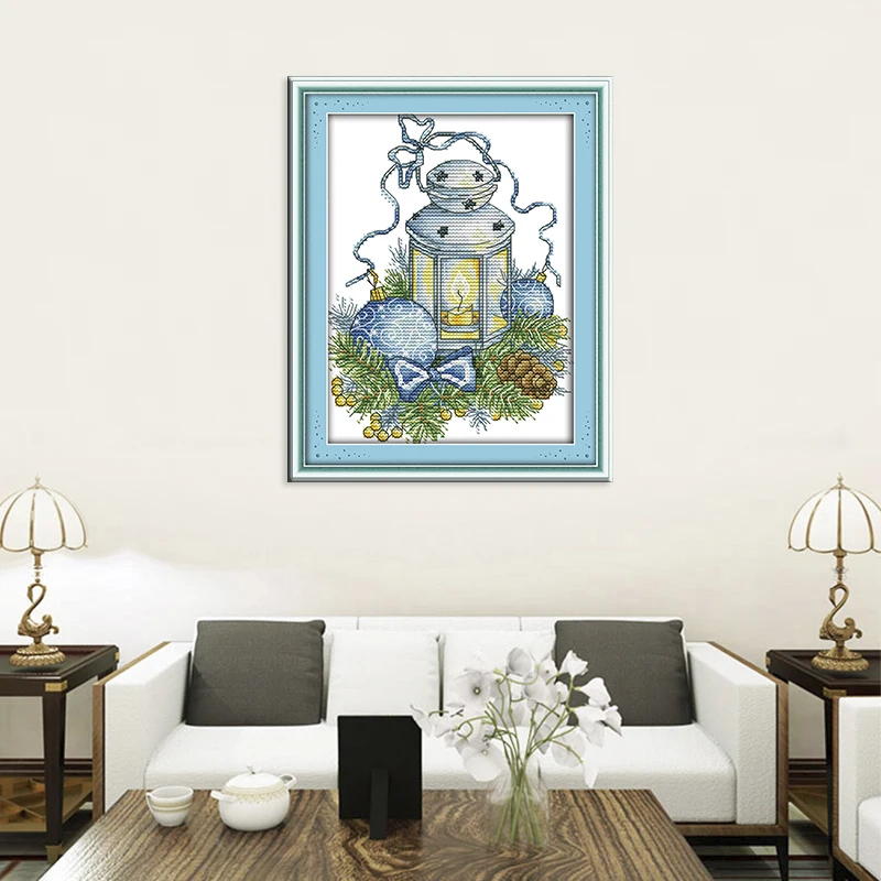 Joy Sunday синие новогодние огни Счетный крест Stitch11 и 14CT DIY вышивка рукоделие Наборы