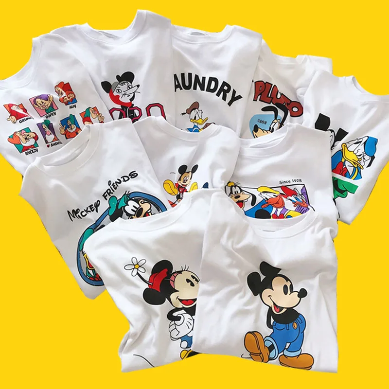 Disney Women's Cartoon Mickey Minnie Mouse Short Sleeve T-Shirt - Summer Regular O-Neck White Tee Shirt with a Loose Fit for Women (Femme) image 3