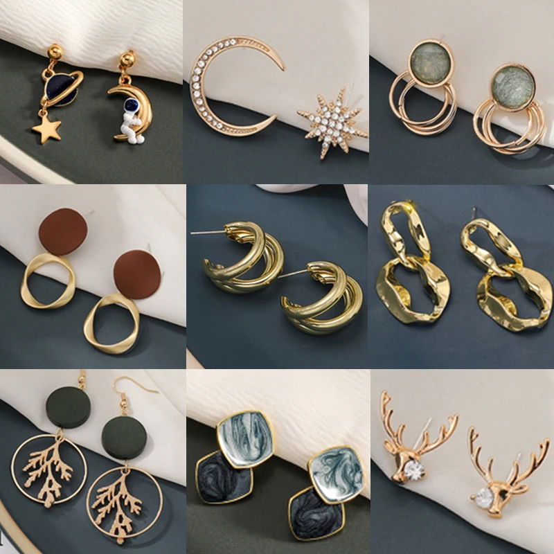 

Fashion Vintage Earrings For Women Geometric Statement Gold Color Metal Drop Earrings 2022 Trendy Earings Jewelry Accessories