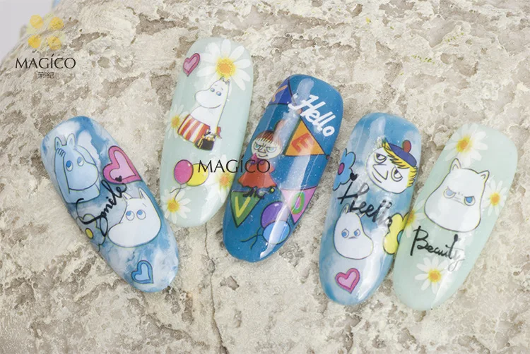 Наклейка для ногтей с персонажем мультфильма Водонепроницаемая Мода moomin мультфильм игрушка милый стикер для ногтей Декор фильм
