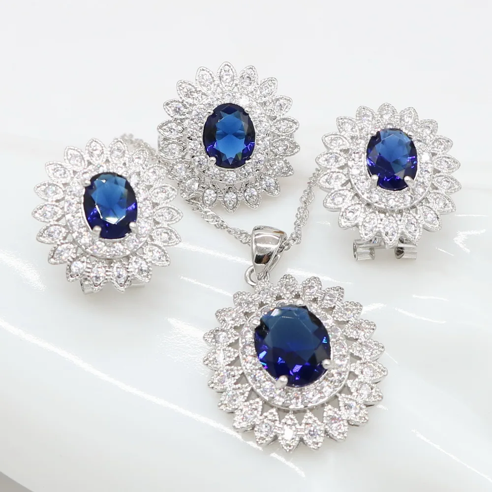 Высокое качество красивый круглый в форме багета с фианитом синий Модный