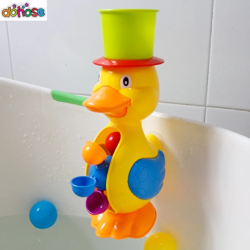 Игрушки для ванны, детский душ, утка, водное колесо, дельфин, игрушки, животные, для плавания, пляжные игрушки, утка, сдавливает звук, скрипучий, для детей, водные игрушки - Цвет: Золотой