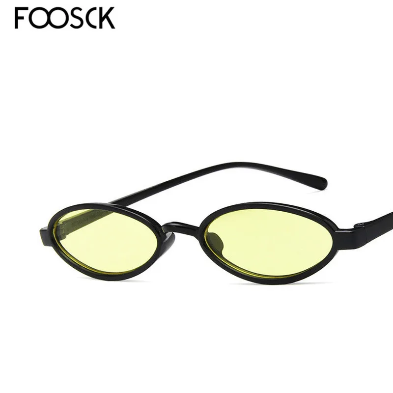 FOOSCK, маленькие овальные солнцезащитные очки для женщин и мужчин, Ретро стиль, Винтажные Солнцезащитные очки для девушек, черные, красные солнцезащитные очки для женщин, UV400