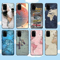 world map travel case for samsung galaxy s21 s22 s20 s10 s9 plus ultra s20 fe s10e a52 a12 note 20 10 9 plus lite silicone cover