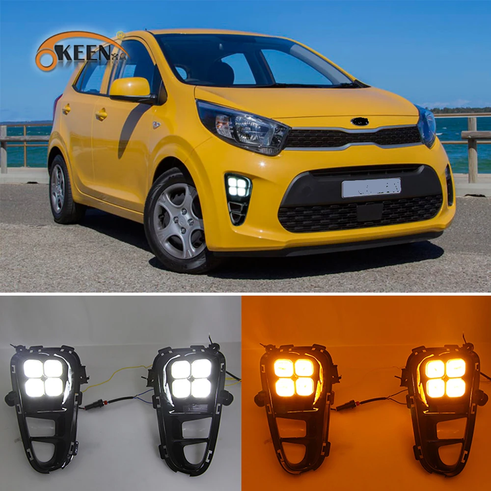 Светодиодный ДХО для Kia Picanto 2 шт. 2017 2018 2019 дневные ходовые огни передний бампер
