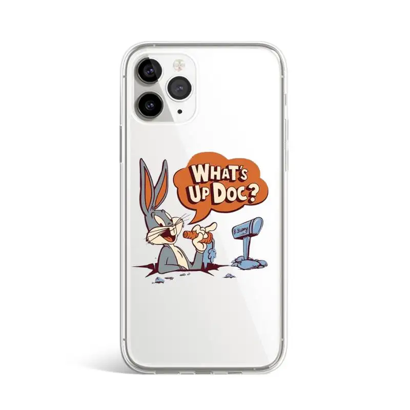 

Bugs Bunny Phone Case Transparent for iPhone 11 12 mini pro XS MAX 8 7 6 6S Plus X 5S SE 2020 XR