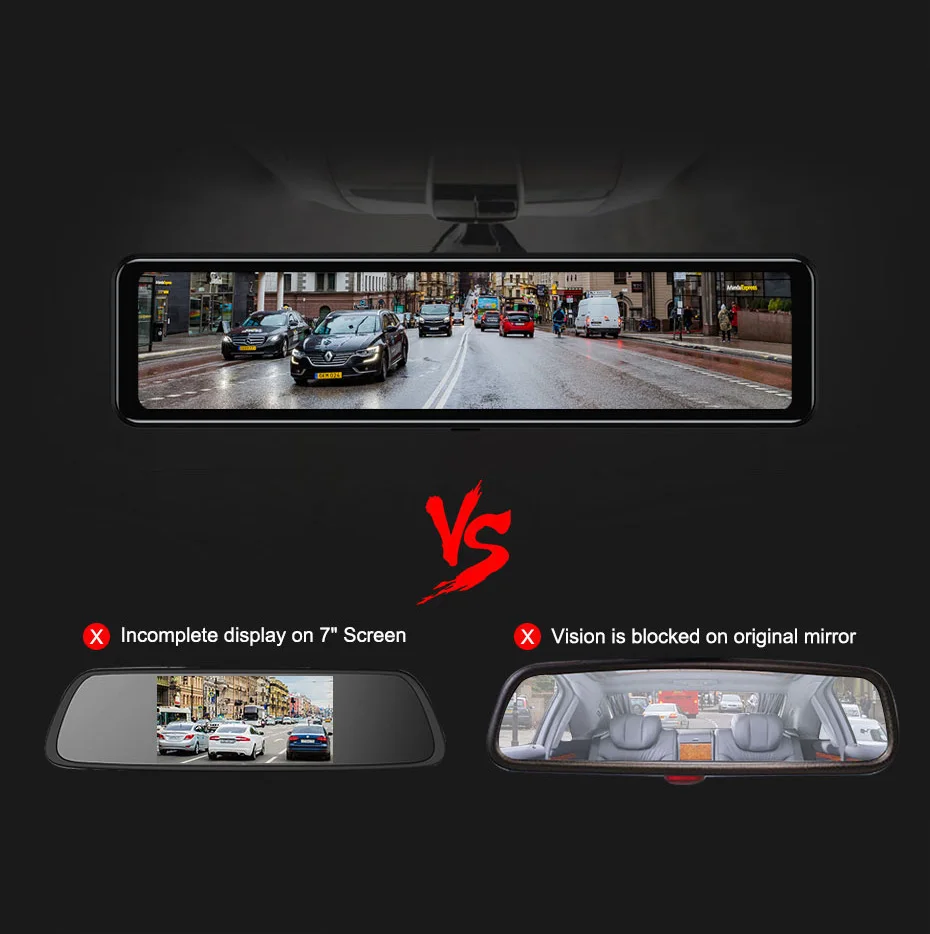 Зеркало заднего вида DVR автомобиля тире камерой 4K Камера видео регистратор для