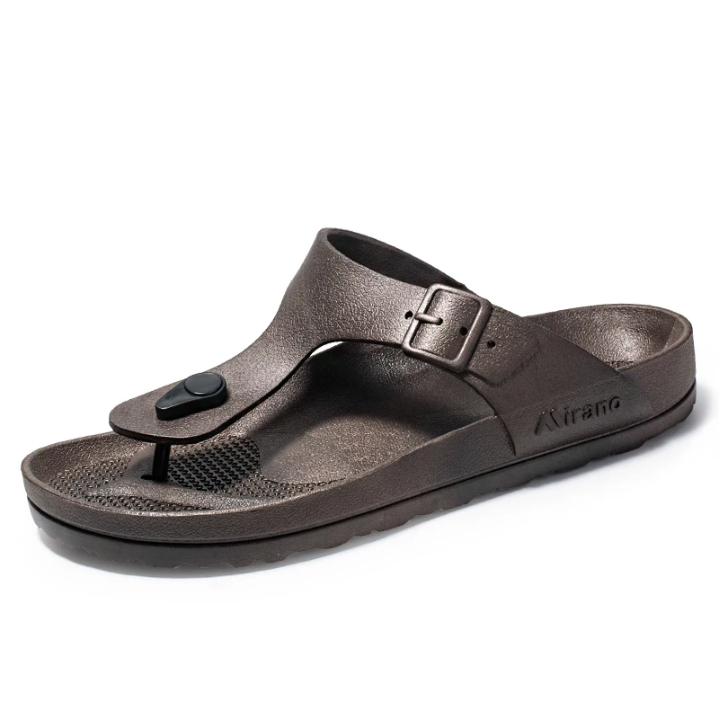 2020 сандалии из искусственной кожи мужские черные коричневые Вьетнамки