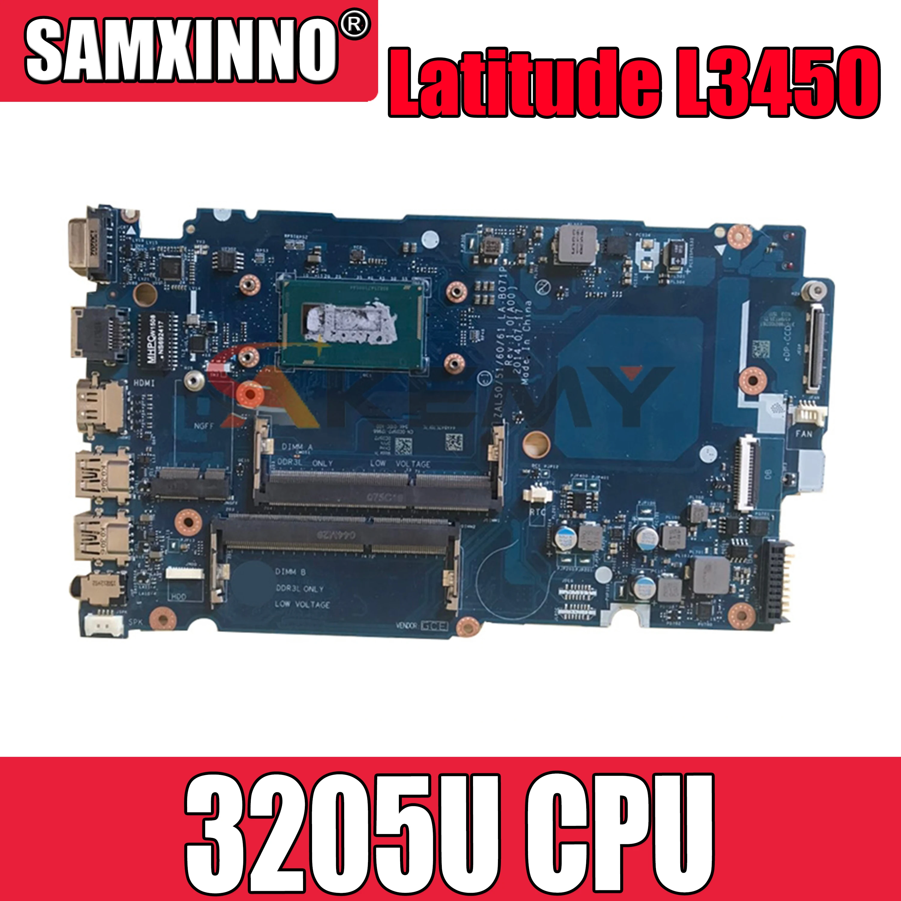 Оригинальная материнская плата для ноутбука DELL Latitude L3450 Celeron 3205U CN 0M5DGY LA B071P SR215