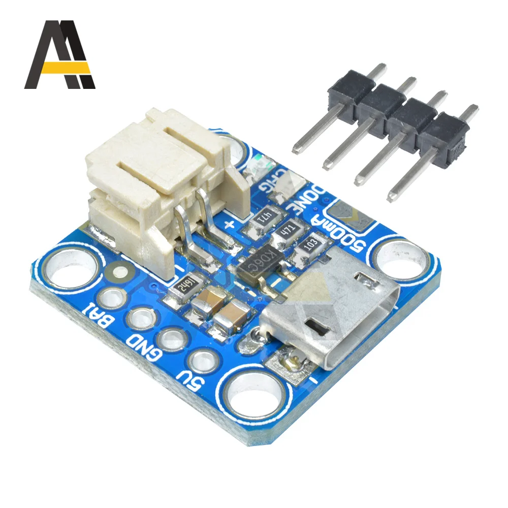 

Micro-Lipo Charger USB Battery Charging Board 3.7V 4.2V 5V Micro-B USB Connector Module Lithium Micro USB 5V for LiPoLiIon V1