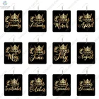 SOMESOOR, Черная Королева, рождены в 12 месяцев, деревянные серьги-капли, Золотая Корона, принт, африканская Подвеска для женщин, подарки на день рождения