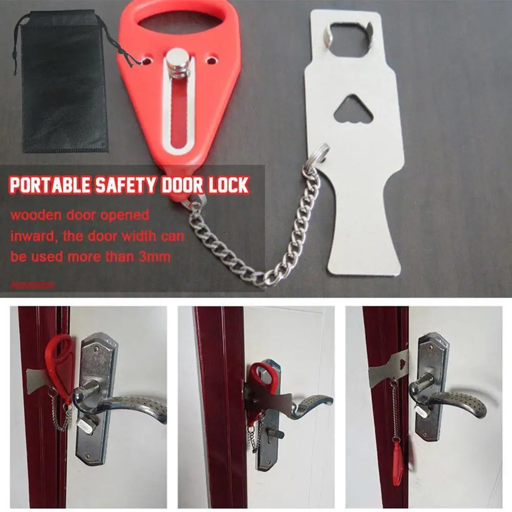 

Portable Hotel Door Lock Locks Self-Defense Travel Lock Stopper Travel Door Accommodation R8I5