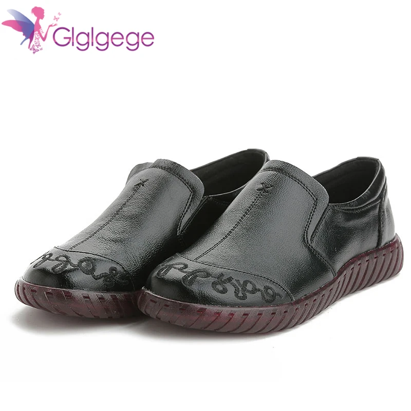

Glglgege Spring Original Handmade Genuine Leather Flats Cow Leather Shoes Peas Flat Soft Bottom Mother Shoes Summer Gifts