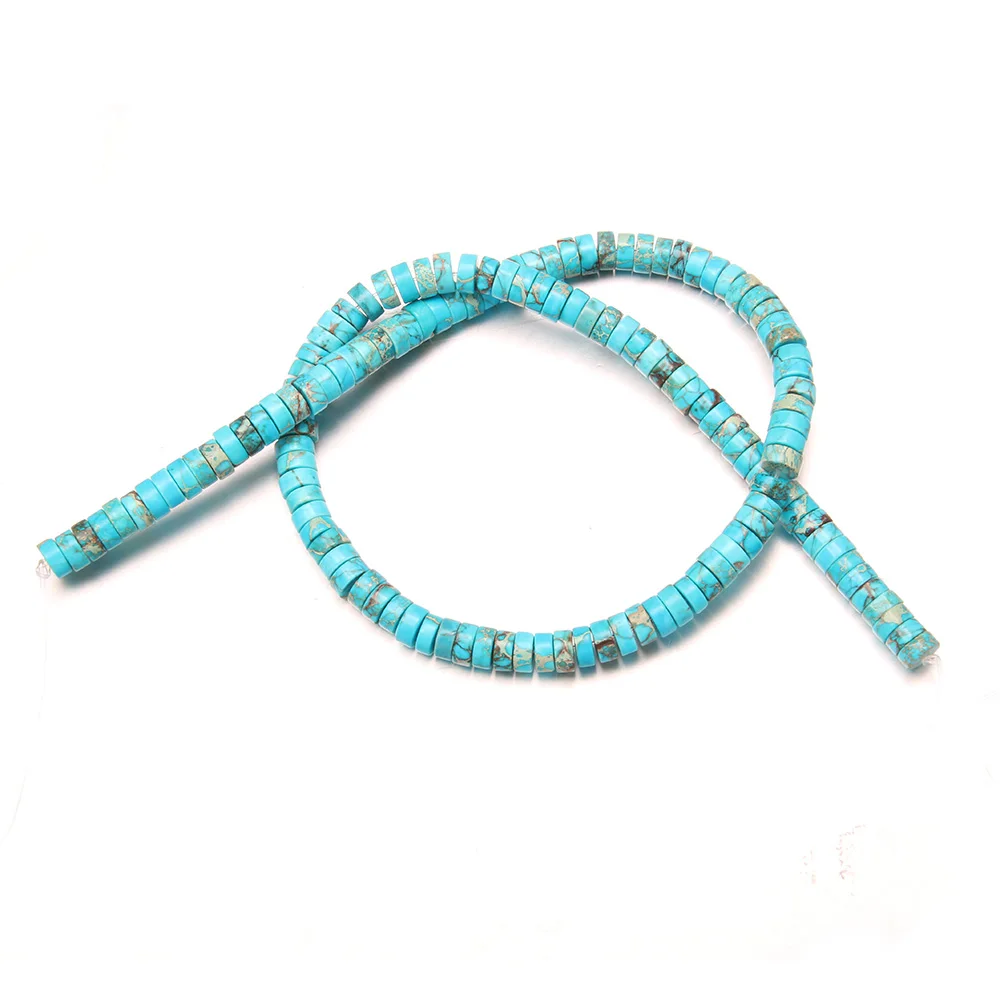 

4x8mm Flat Round Turquoises Spacer Handmade Beads Natural Stone Loose Beads for Jewelry Making DIY Bracelet Necklace