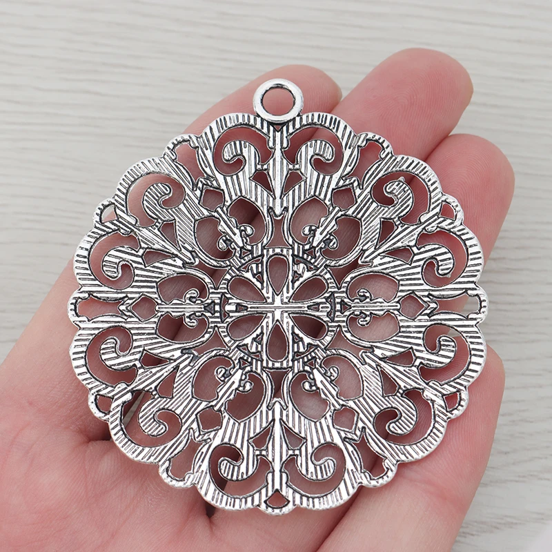 Тибетское серебро 3 шт. крупные кружевные подвески в форме сердца ажурные для