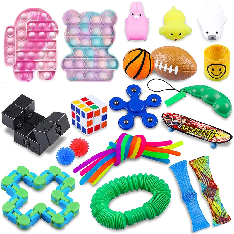 

25PCS Fidget Toys Antistress Set Stress Reliever Toys Simple Dimple Stretchy Strings Gift Pack Bubble Squishy for Adult Children