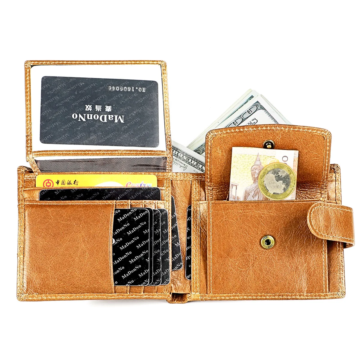 

Classic Fold Men's Wallet RFID Blocking Vintage Genuine Leather Wallets Multifunctional Business Card Holder Bag Coin Purse