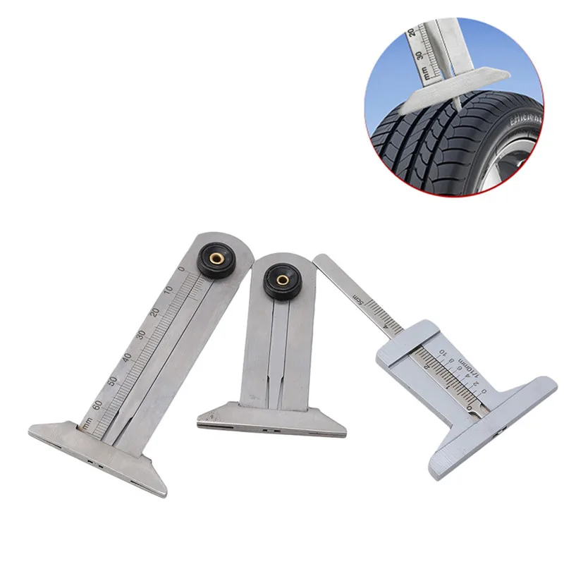 

1pcs 30mm 50mm 60mm Stainless Steel Tire Pattern Vernier Groove Depth Gauge Measurement Tool Tire Pattern Safety Ruler