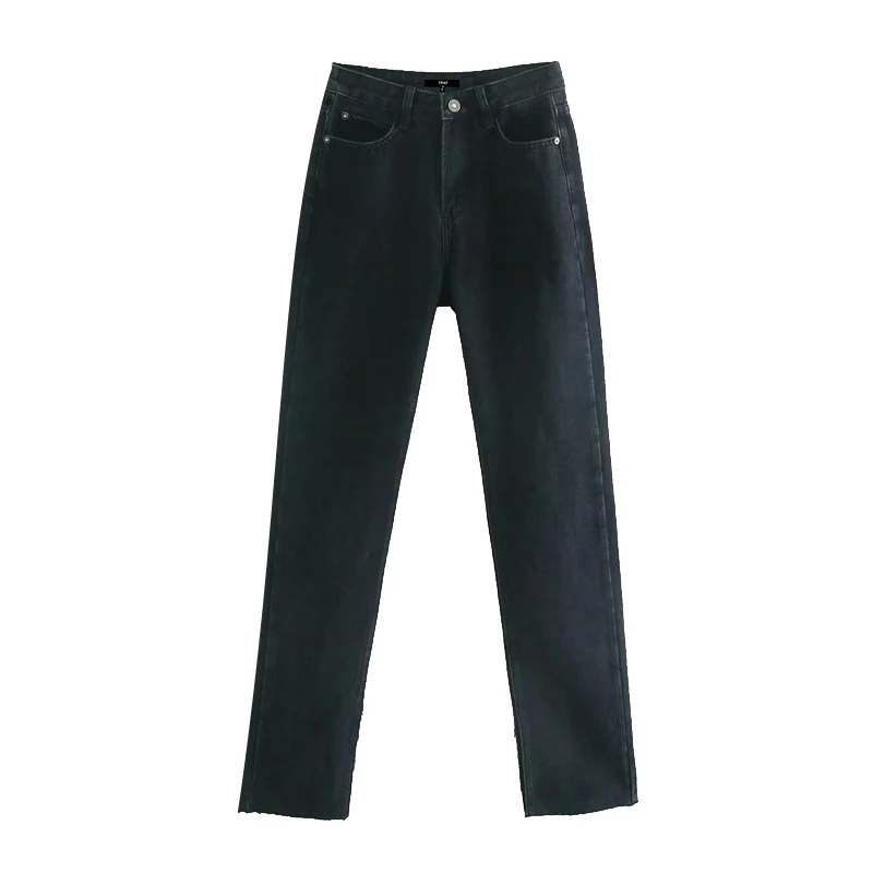 

Women Chic Fashion Denim Pants With Hem Vents Flared Jeans Vintage High Waist Zipper Fly Female Trousers Mujer