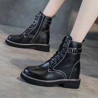 women new martin boots 2021 fashion internal increase thick platform female ankle booties casual daily shoes womans short boots