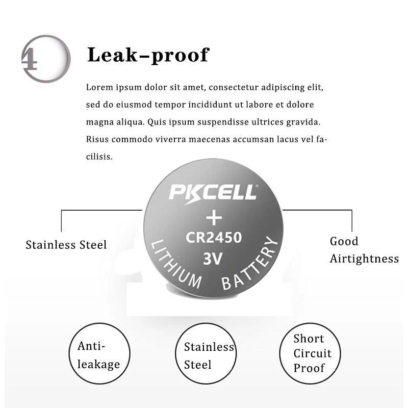 Набор литиевых кнопочных батарей PKCELL CR2450 3 в батарея 600 мАч DL2450 ECR2450 для часов