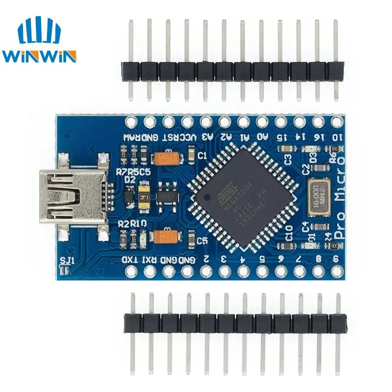 Pro Micro ATMEGA32U4 5V/16MHZ module With the bootloader for arduino MINI USB/Micro USB/TYPE-C with 2 row pin header | Электронные