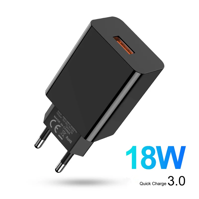 Black 1 port 30 Вт Быстрая зарядка 3,0 USB зарядное устройство для телефона с 3 портами, настенное зарядное устройство, светодиодный, быстрая зарядка, мульти для iphone, samsung, Xiaomi - Тип штекера: Black 1 port