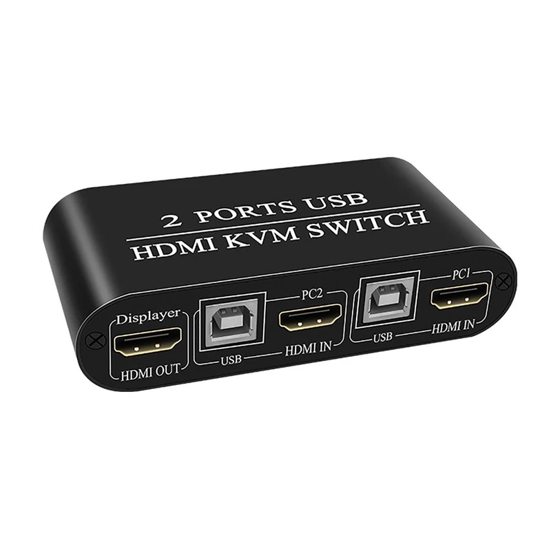 

KVM Switcher 2 Port USB HDMI Switch Durable Multifunctional Switcher Box Keyboard Mouse Splitter Max Support 4K for PC