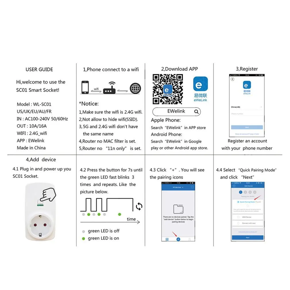 16A Wifi Wireless Smart Socket Plug Outlet for Tianmao Genie Alexa Google Home IFTTT Tuya|Адаптеры AC/DC| |