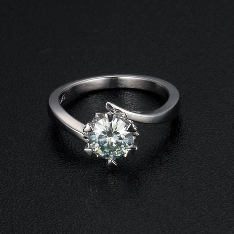 Модное кольцо с муассанитом Starsgem из серебра 925 пробы 1 карат | Украшения и