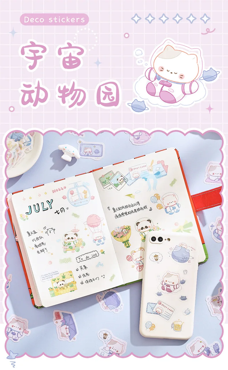 

40Pcs/lot Kawaii Cartoon Cats Panda Rabbits Paper Stickers Diary Sticker Scrapbook DIY Decoration Stationery Stickers Supplies