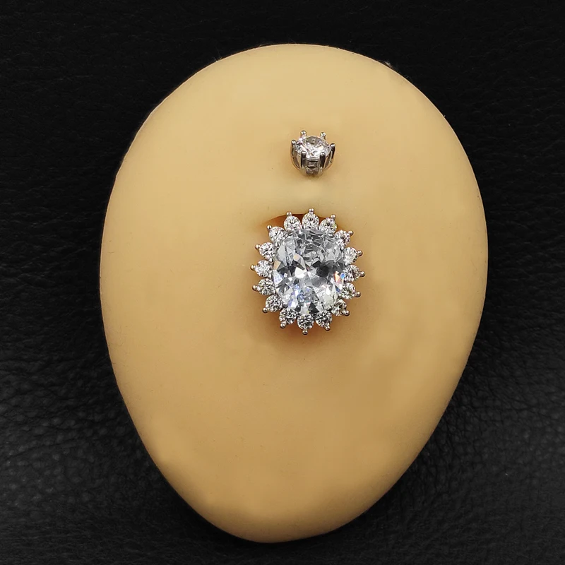 Женские кольца для пупка с прозрачным фианитом серебряная кнопка пирсинга