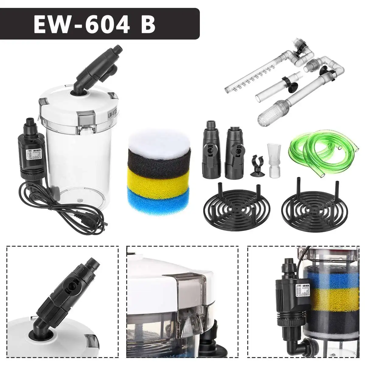 800л/ч фильтр для аквариума насос для аквариума 220-240 В EW-604 EW-604B внешний фильтр для аквариума