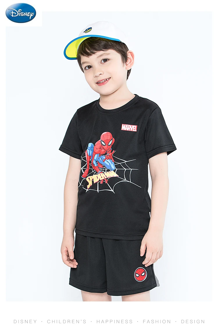 

Disney Children's Spiderman Children's Suit Boys' T-shirt Short Sleeve Summer Sports Quick-Drying Outfit