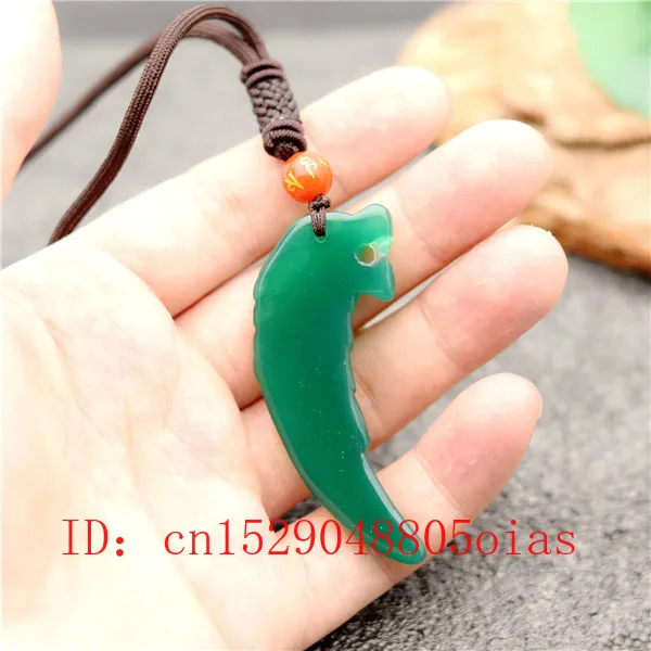 Натуральный зеленый китайский нефритовый кулон волчий зуб агат ожерелье модное