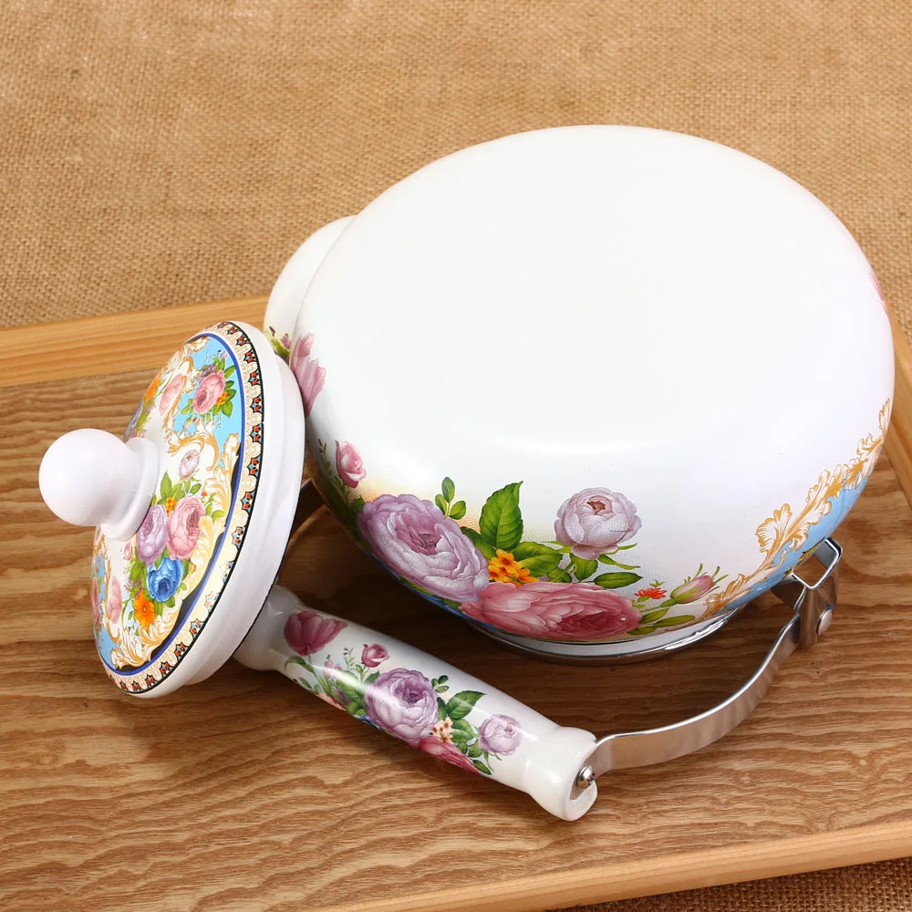 

2.5L Flower painted kettle Pot Smooth Kettle Enamel Tea Pot Used On Electromagnetic Stove/Gas Range/Electronic Tube