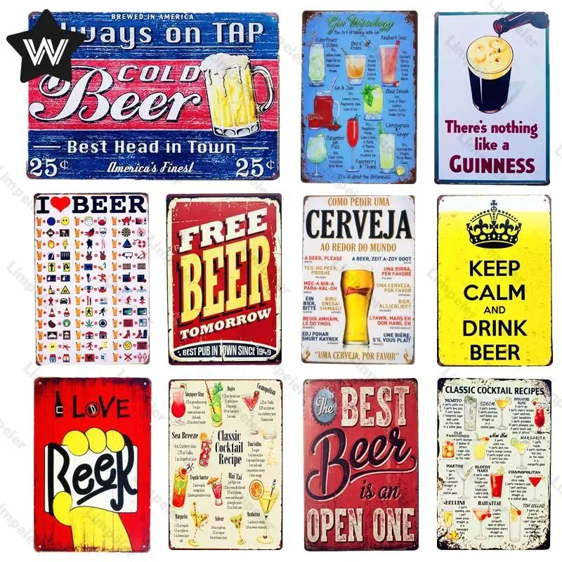 

Пивной металлический знак для влюбленного пива жестяная тарелка для бесплатного пивного стандарта Наклейка на стену коктейльное меню мета...