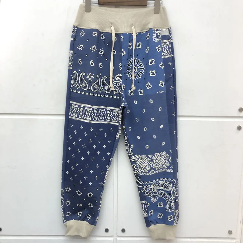 

Hip-Hop Cashew Flower Printing KAPITAL MAN Sweatpants 20FW Autumn Winter Heavy Fabric Joggers Drawstring KAPITAL Trousers