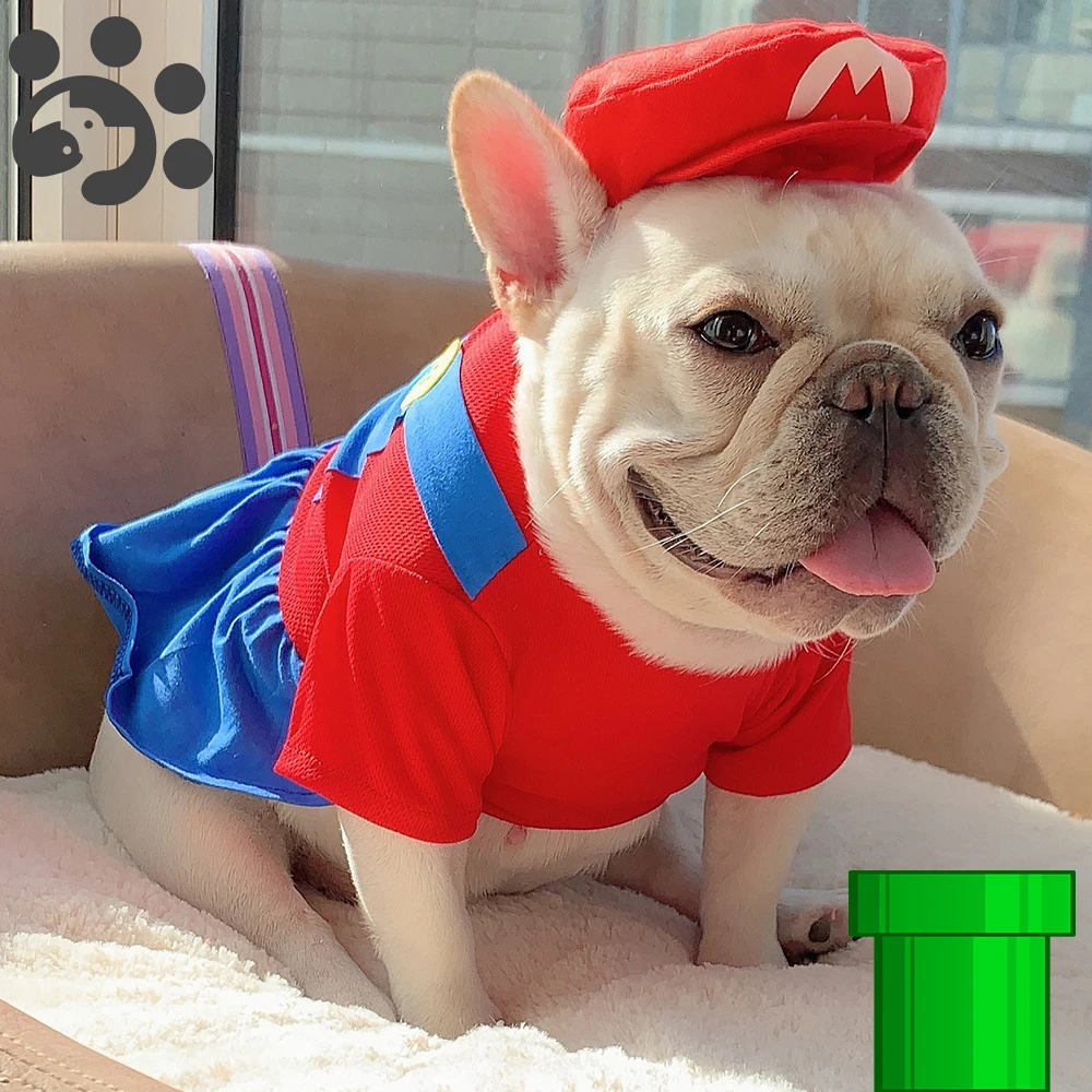 French Bulldog Clothes Dog For Small Big Summer Chihuahua Pug Super Mario Dogs Shirt Costume | Дом и сад