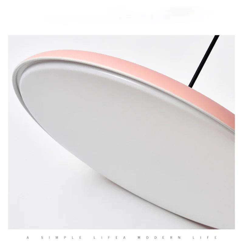 

Modern Colorful Led Pendant Lights Macaron Round Plate Suspension Luminaire Pendant Lamp for Living Room Bar Hotel Hanging Lamp